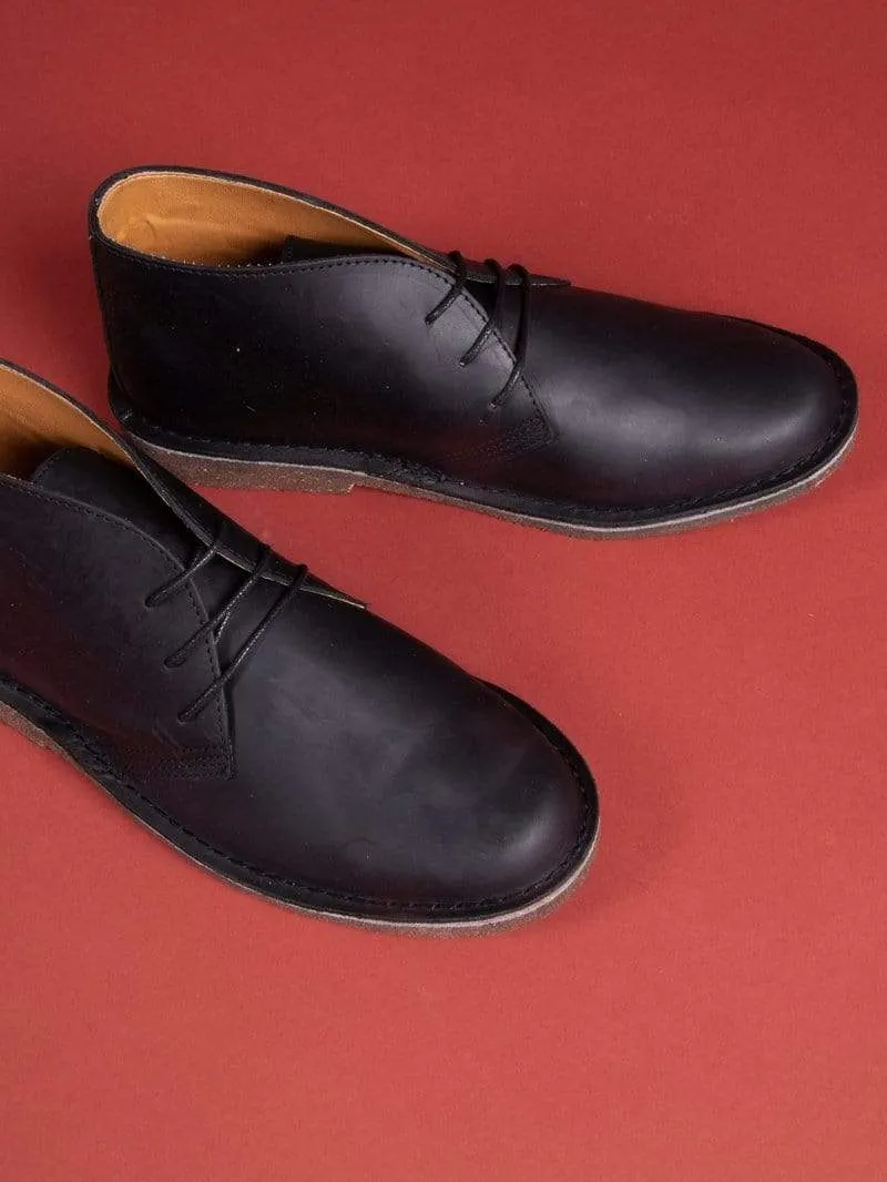 Men's Colombian Leather Desert Boots - Black
