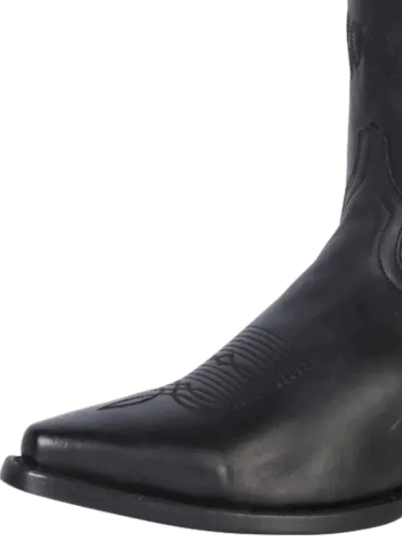 Men's Genuine Leather Classic Cowboy Boots 'Rodeo Bravo' Black Color 135
