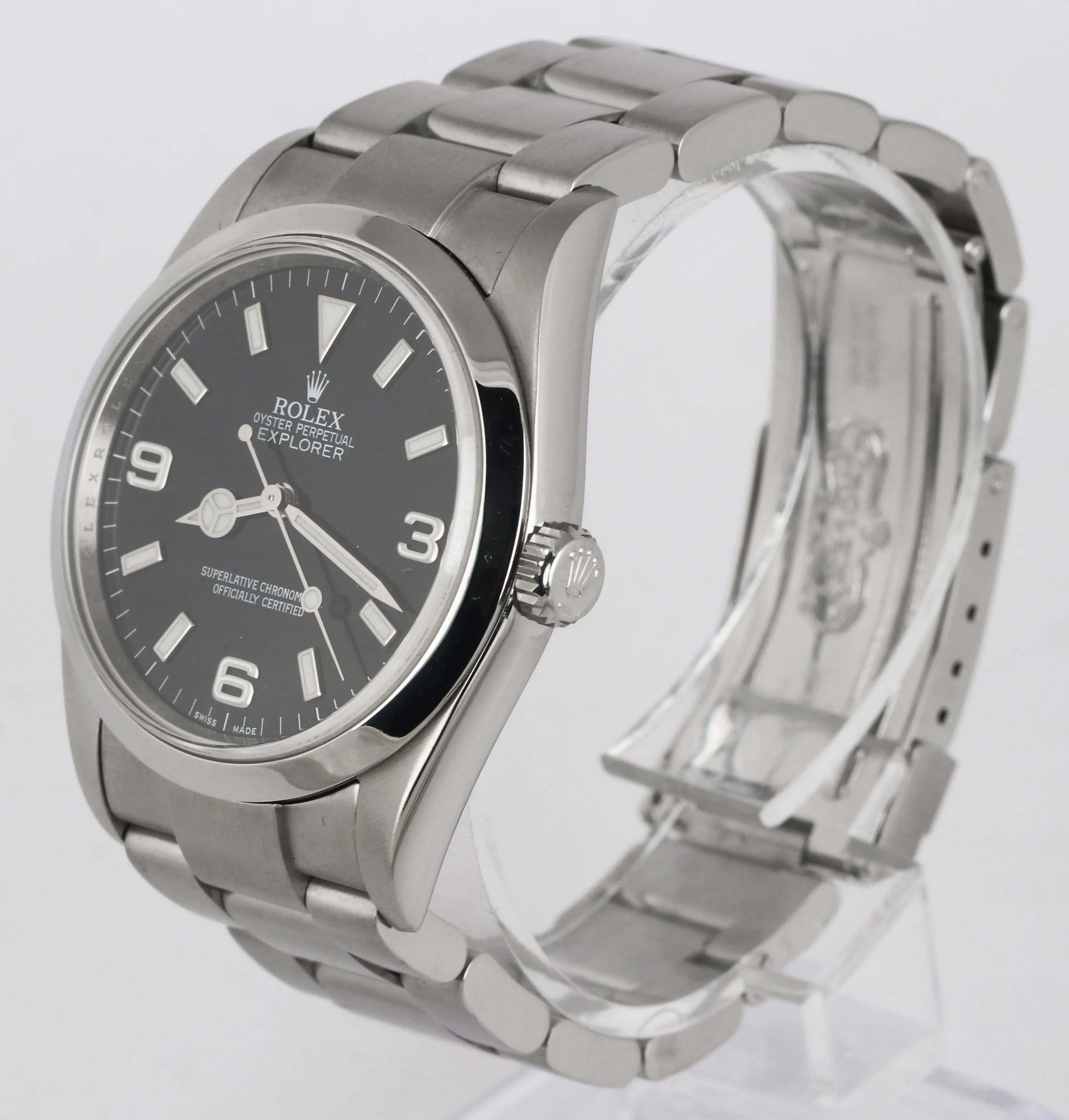 MINT 2009 ENGRAVED REHAUT Rolex Explorer I Black 36mm 114270 M Stainless Oyster