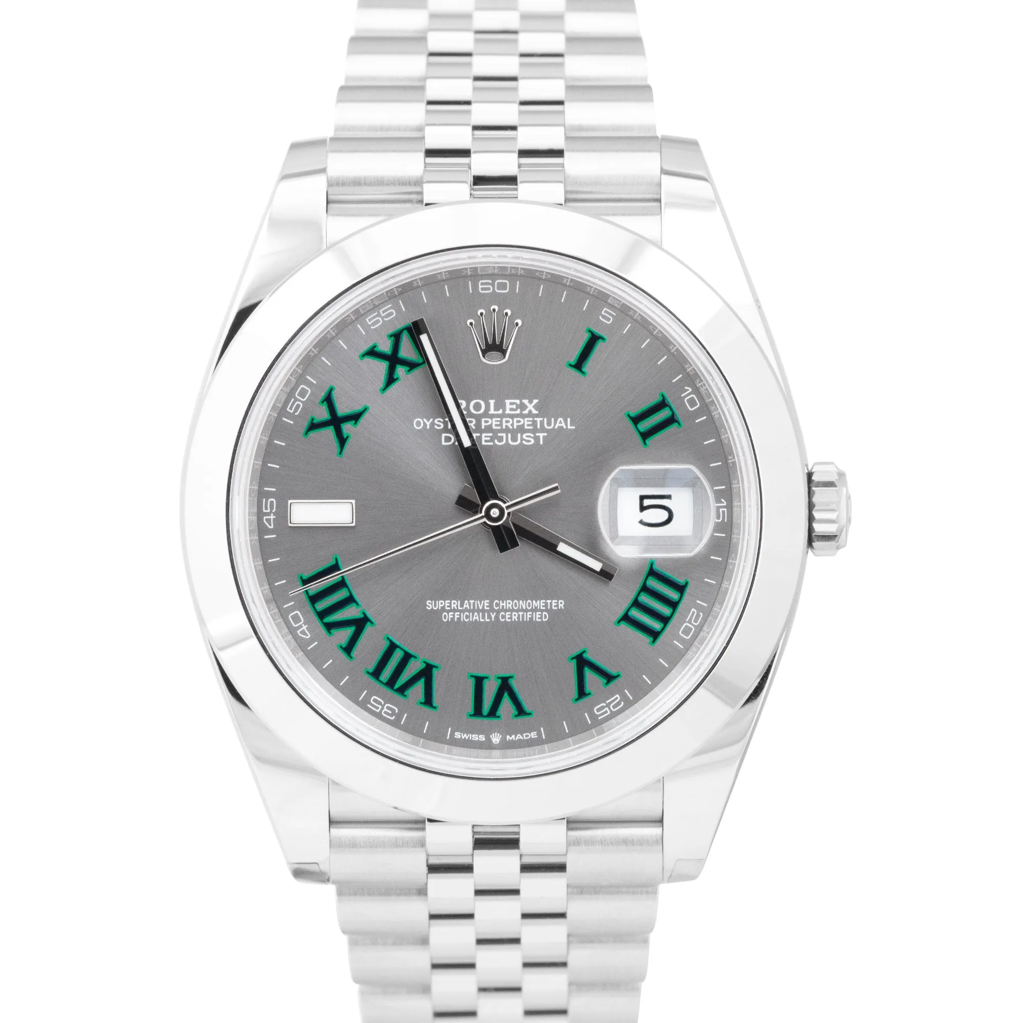 MINT 2018 Rolex DateJust 41 Wimbledon Rhodium Gray 41mm Jubilee Watch 126300