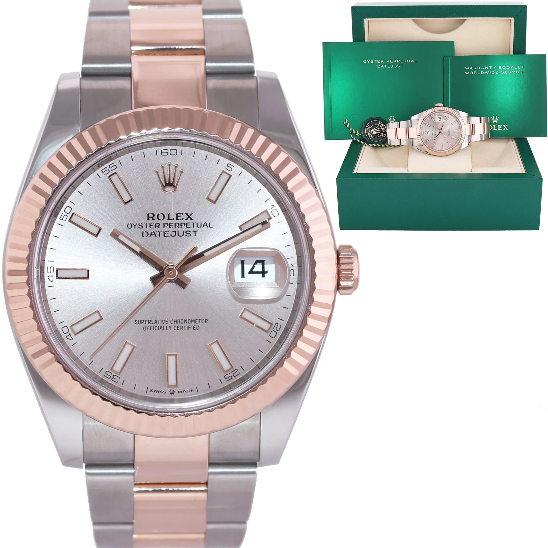 MINT 2022 Rolex DateJust 41 126331 Sundust Everose Gold Two-Tone Oyster Watch Box