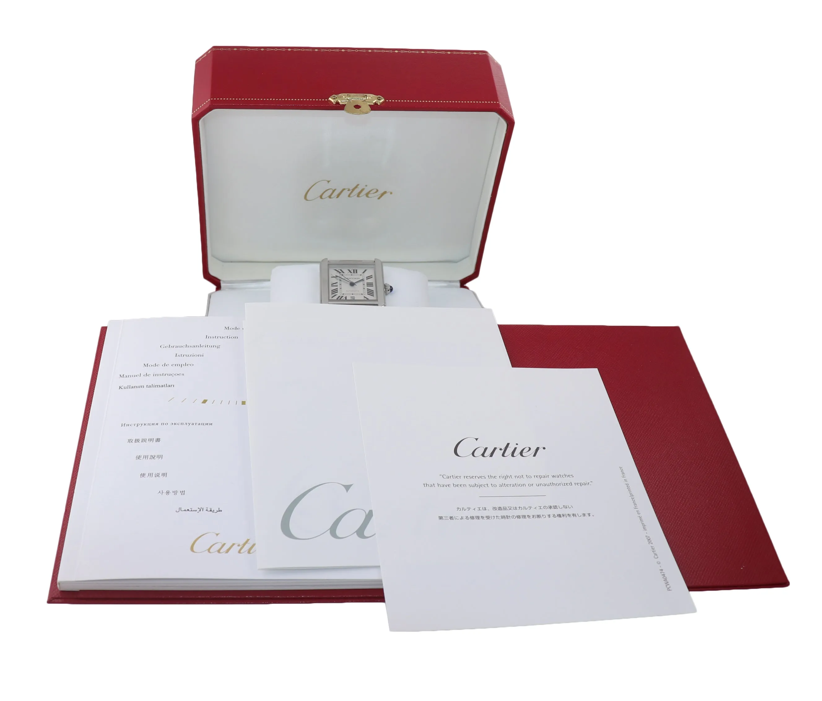 MINT Cartier Tank Solo XL 3800 Steel Automatic Silver Roman Date Watch W5200028