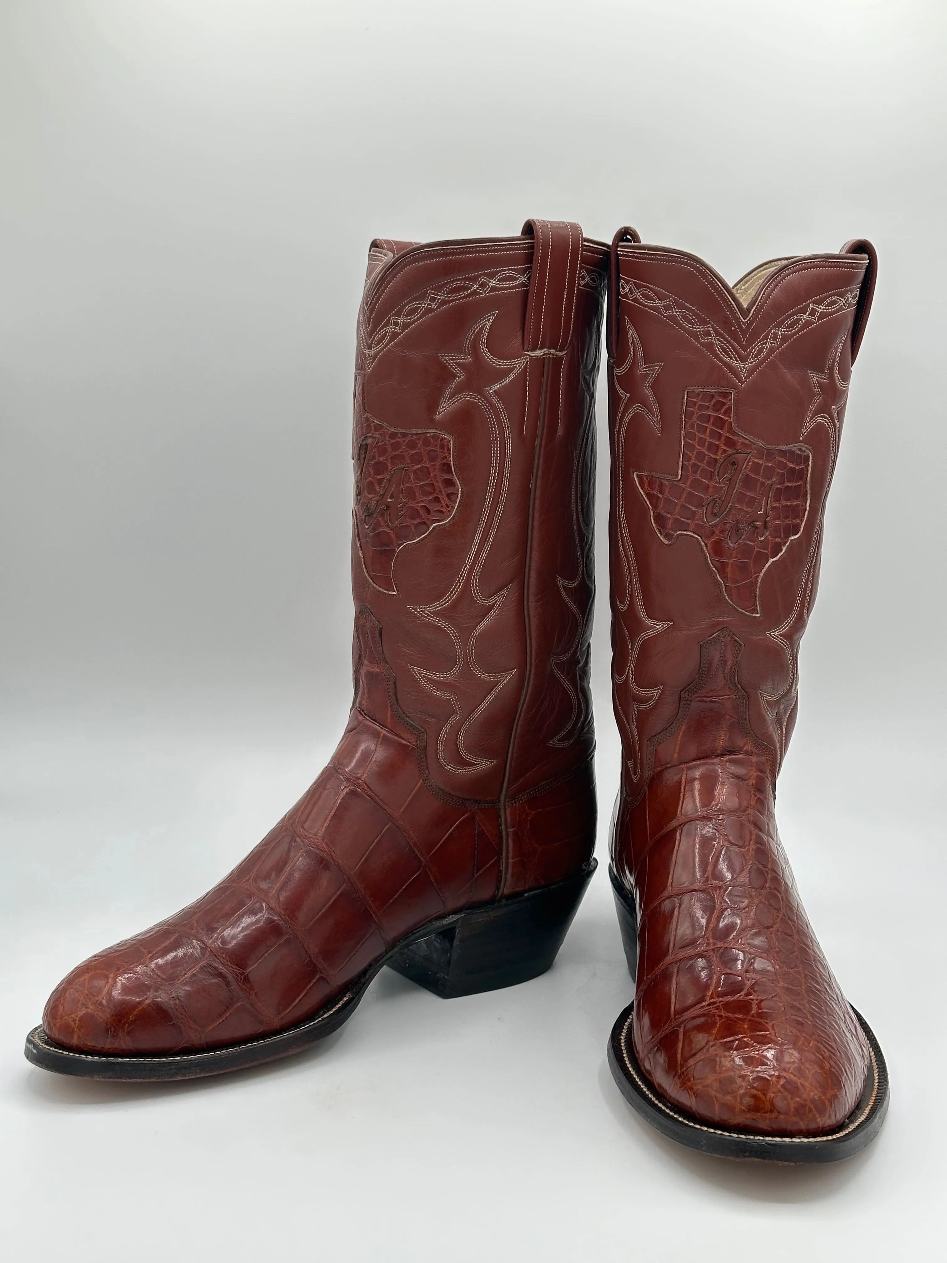 ML Leddy Custom American Alligator Cowboy Boots size 9 D