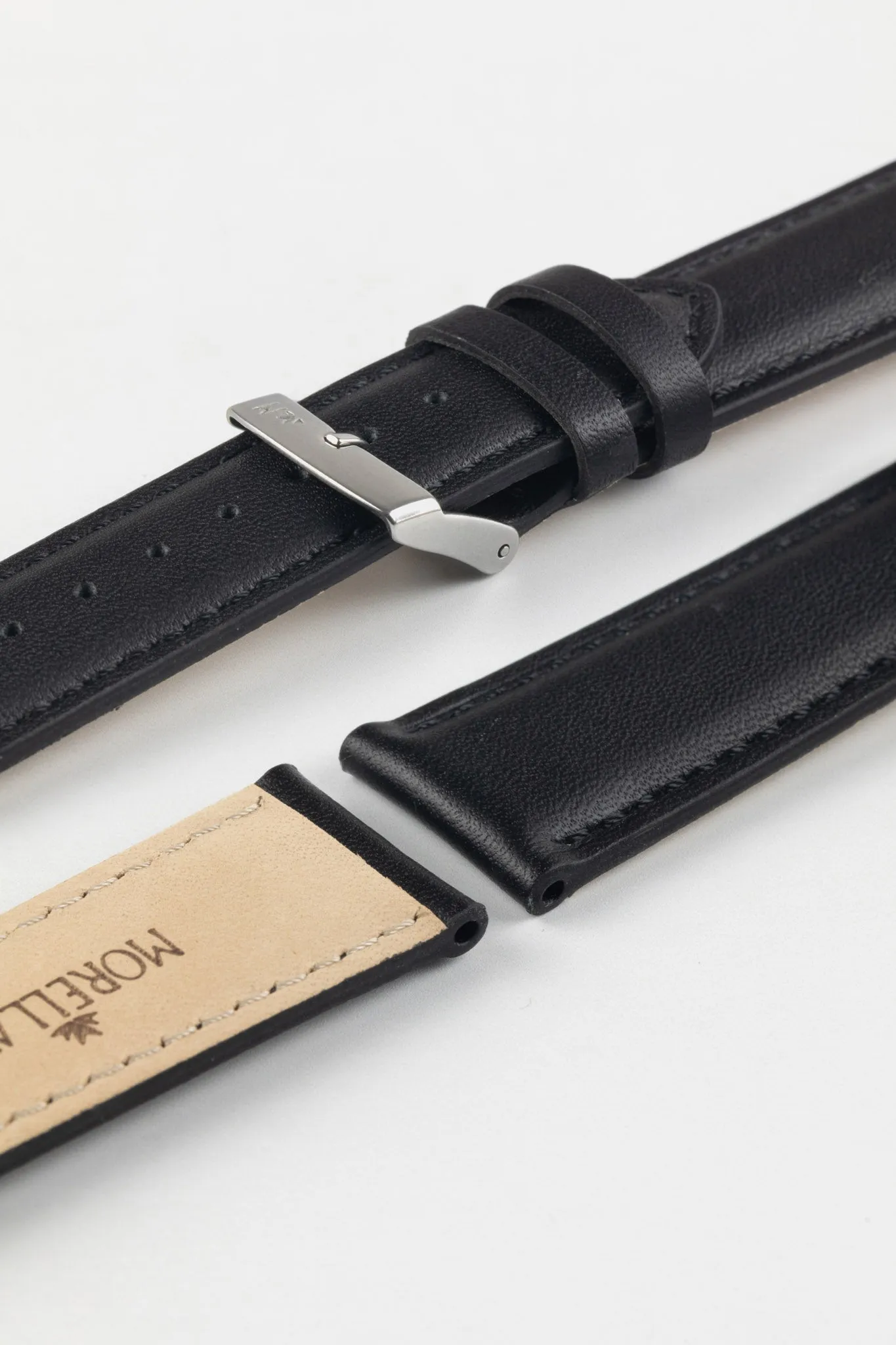 Morellato GRAFIC Calfskin Leather Performance Watch Strap in BLACK