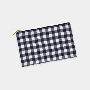 Navy Gingham Personalized Zipper Pouch