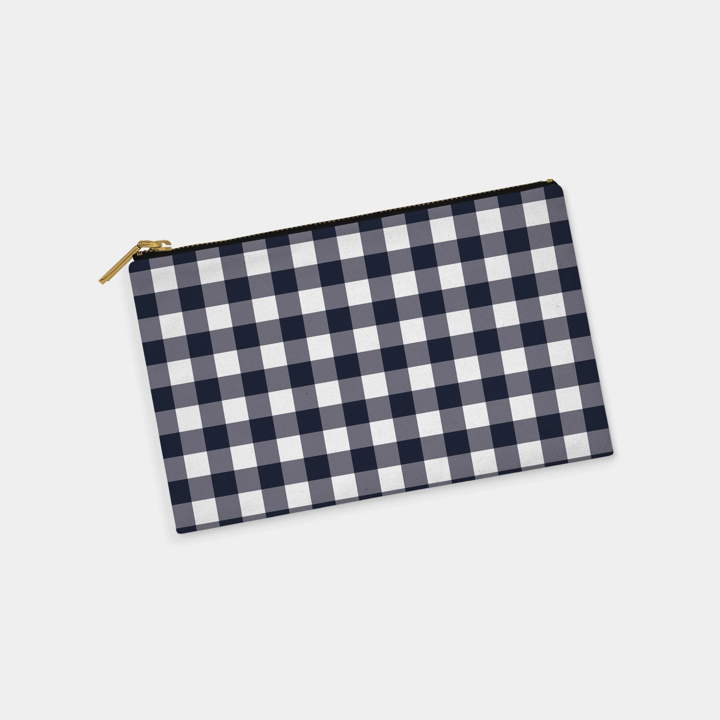Navy Gingham Personalized Zipper Pouch