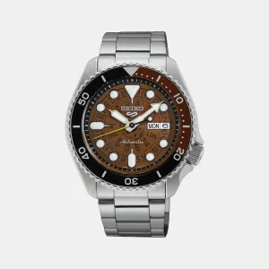 New 5 Sports Men Automatic Brown Dial Analog Stainless Steel Watch SRPJ47K1