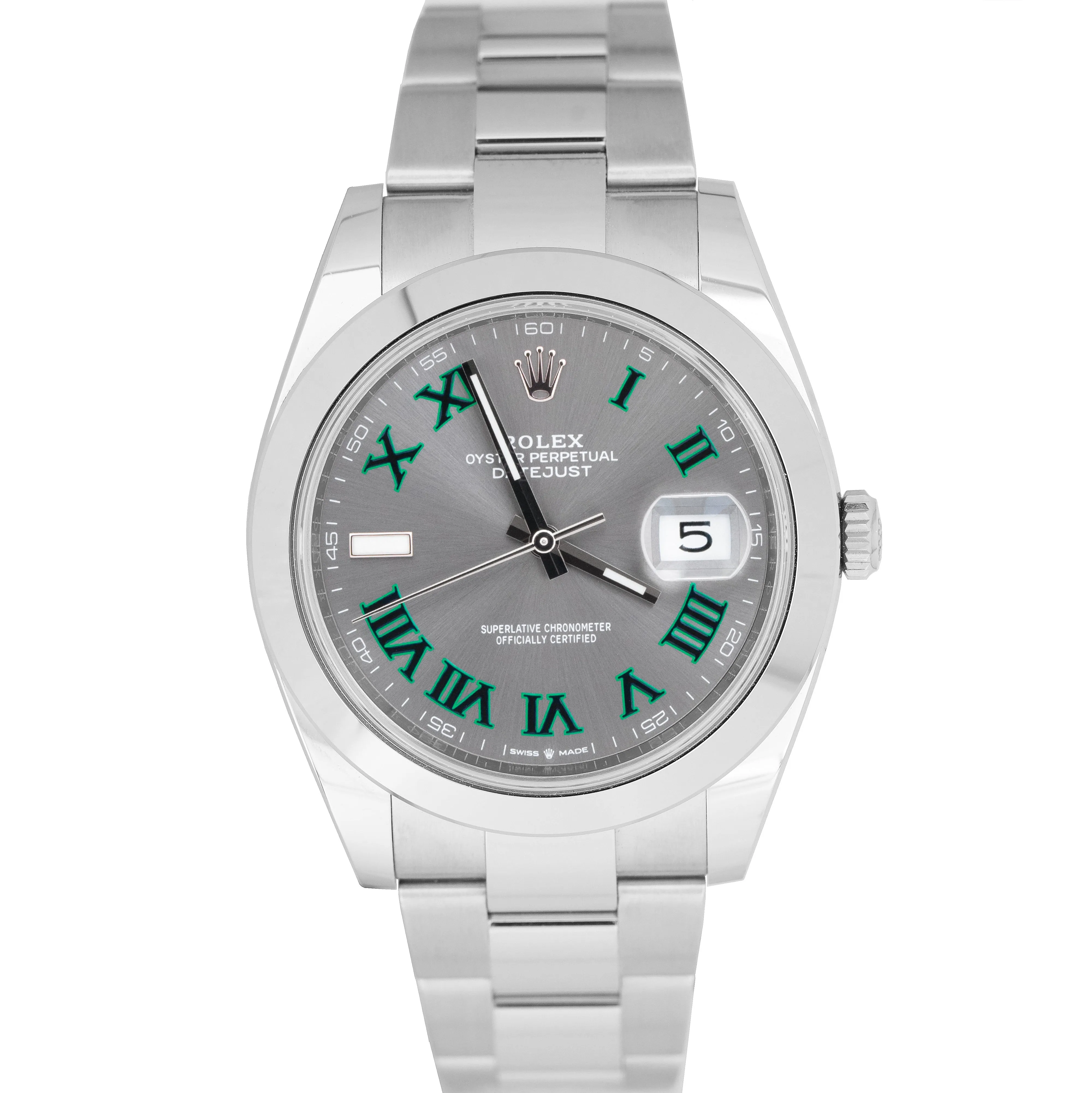 NEW FEB 2023 Rolex DateJust 41 Wimbledon Rhodium Grey 41mm Oyster Watch 126300