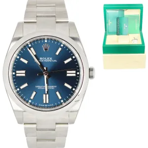 NEW STICKERED 2020 Rolex Oyster Perpetual 41mm Blue Stainless 124300 Watch B&P