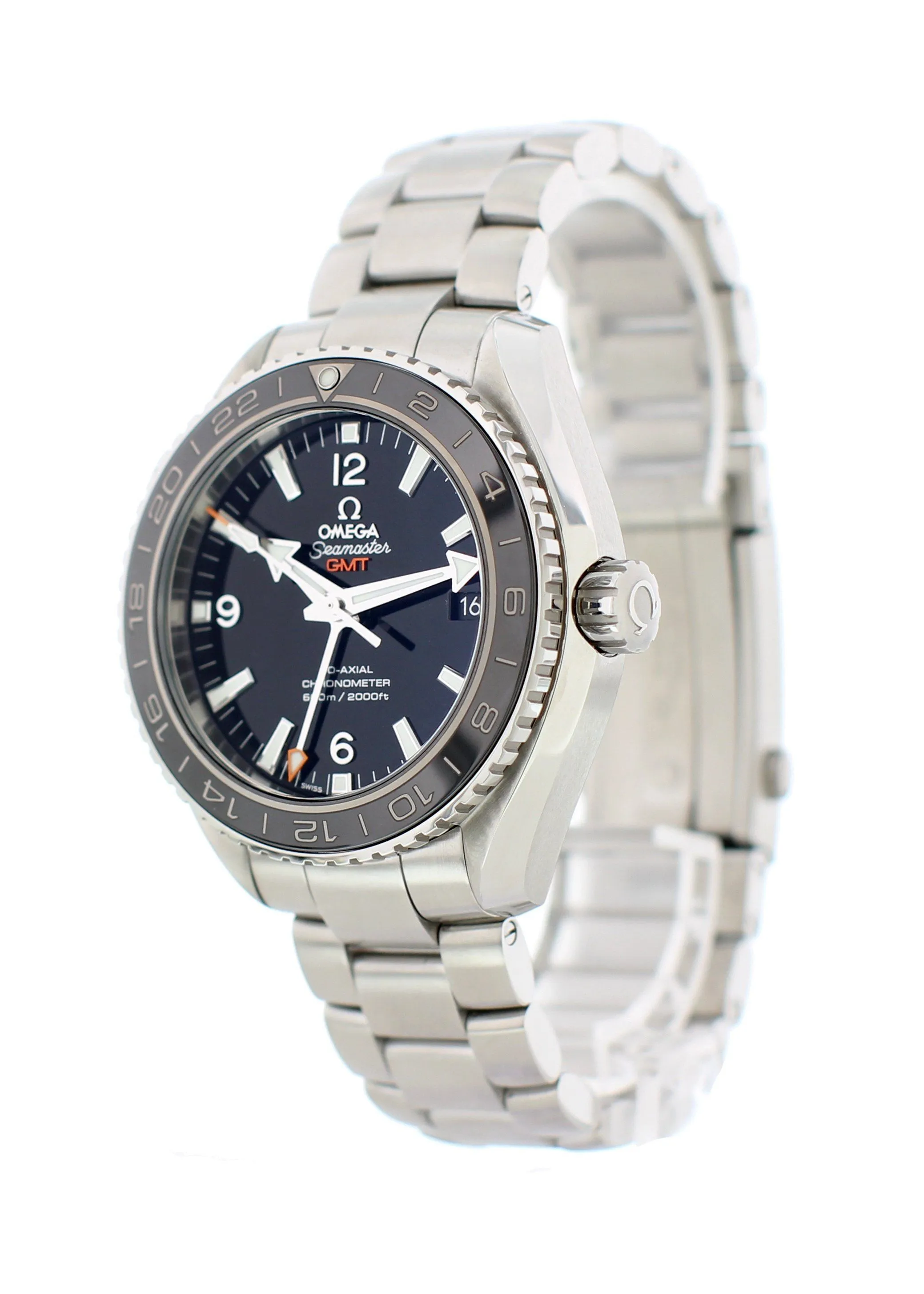 Omega Seamaster Planet Ocean 232.30.44.22.01.001 Co-Axial Gmt With Papers