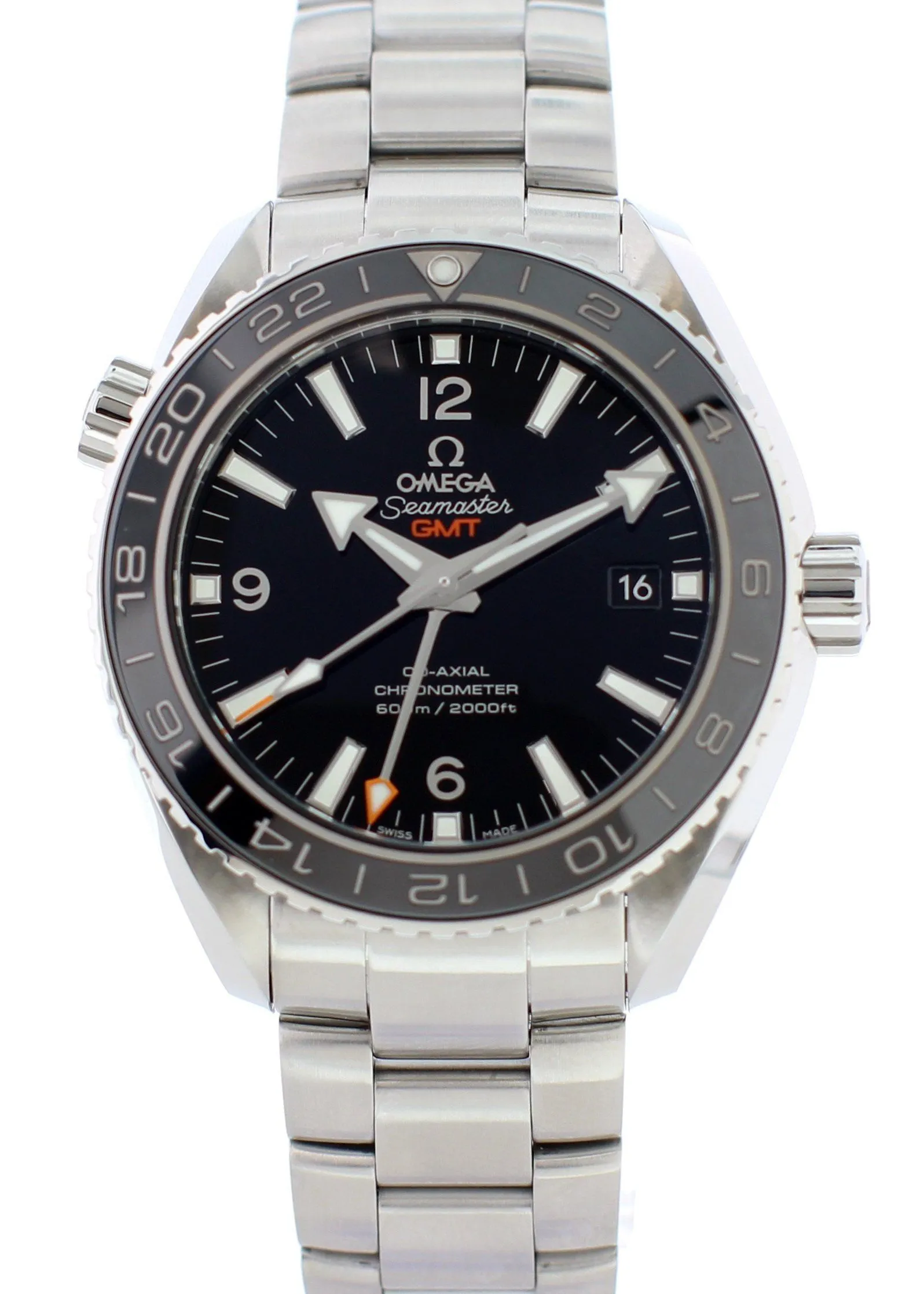 Omega Seamaster Planet Ocean 232.30.44.22.01.001 Co-Axial Gmt With Papers