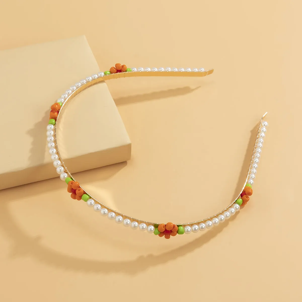 Orange Howlite & Pearl Mum Station Headband