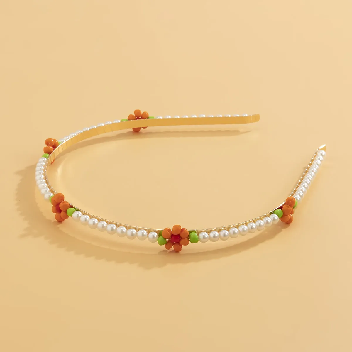 Orange Howlite & Pearl Mum Station Headband