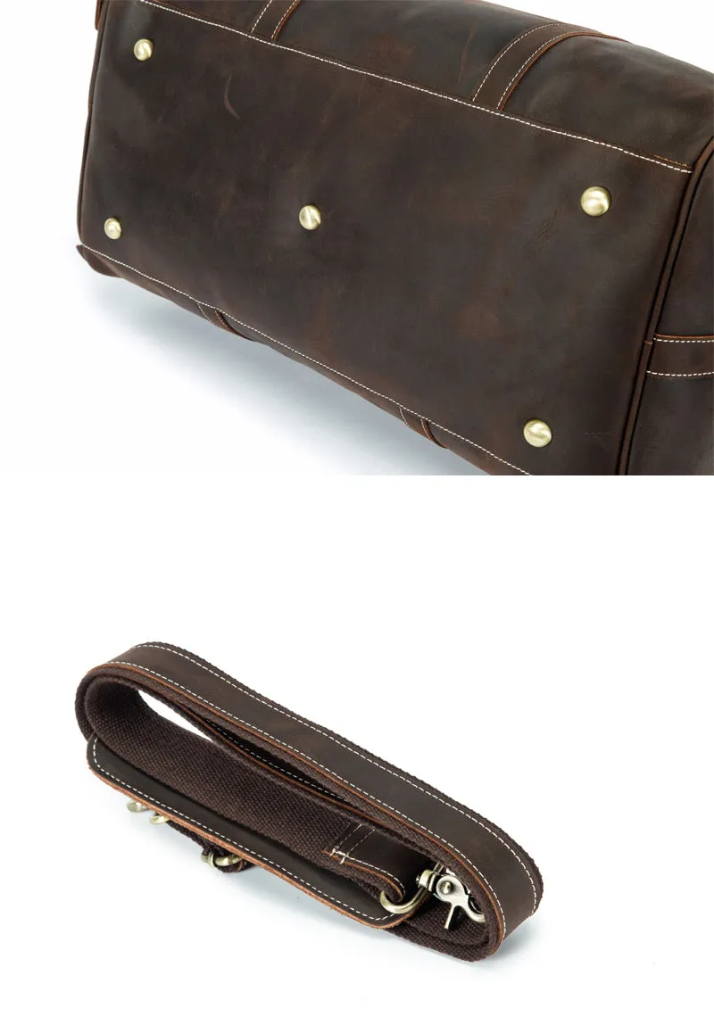 Otto Vintage-style Leather Weekender Duffel Bag by Wolph