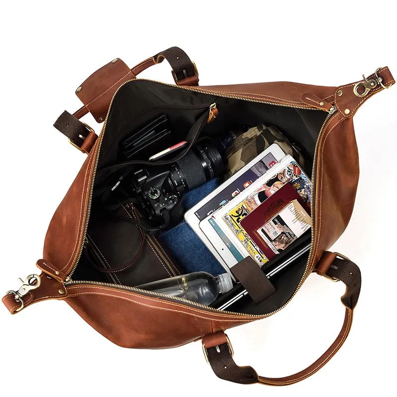 Otto Vintage-style Leather Weekender Duffel Bag by Wolph