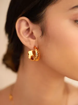 Outhouse   I   OH Westfield Century Acuti Hoop Earrings Brass Gold Accessories  OHAW21EA701