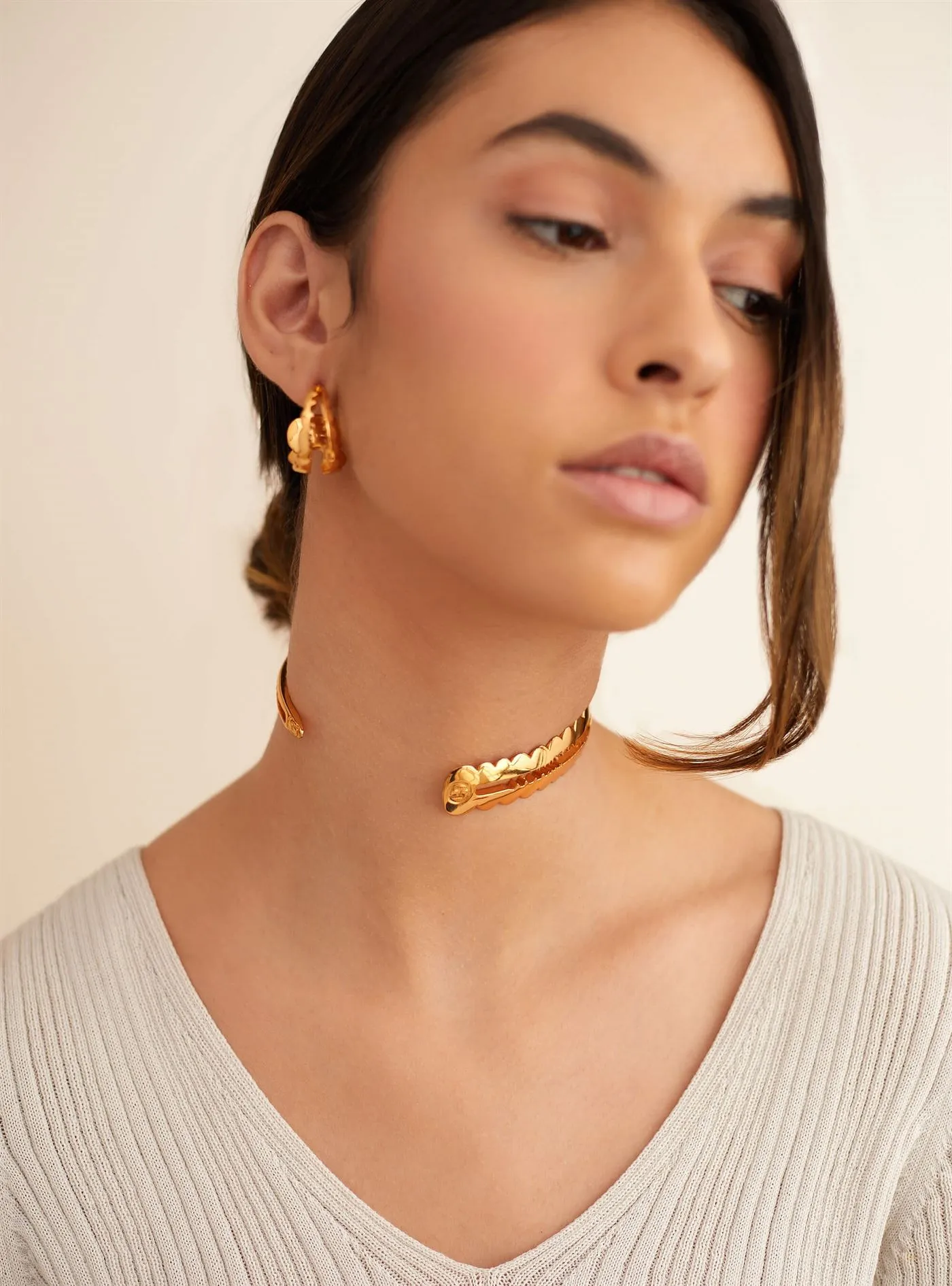 Outhouse   I   OH Westfield Century Acuti Hoop Earrings Brass Gold Accessories  OHAW21EA701