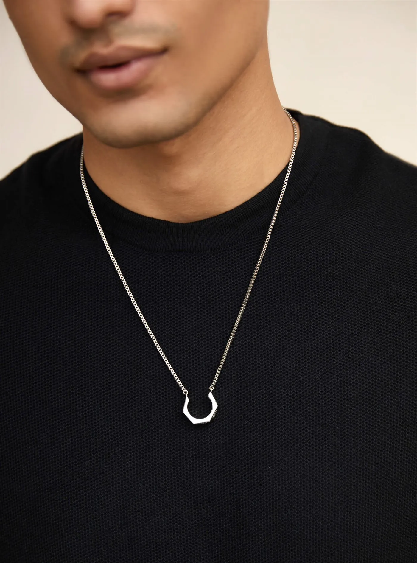 Outhouse   I   Poppi 4th Street Bolt Drop Necklace - Silver Brass, Silver Accessories OHAW21PE073