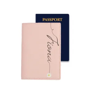 Passport Holder - Pink Saffiano Leather - (Signature, Daisy)