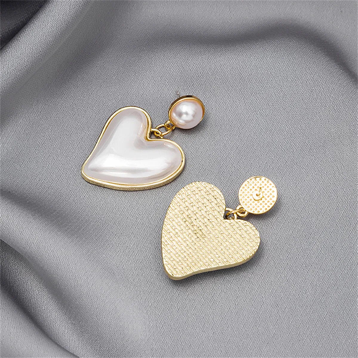 Pearl & 18K Gold-Plated Heart Drop Earrings
