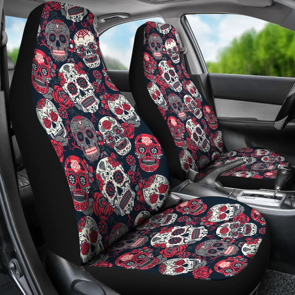 Pink Sugar Skull - Car Seat Cover - (Set of 2)