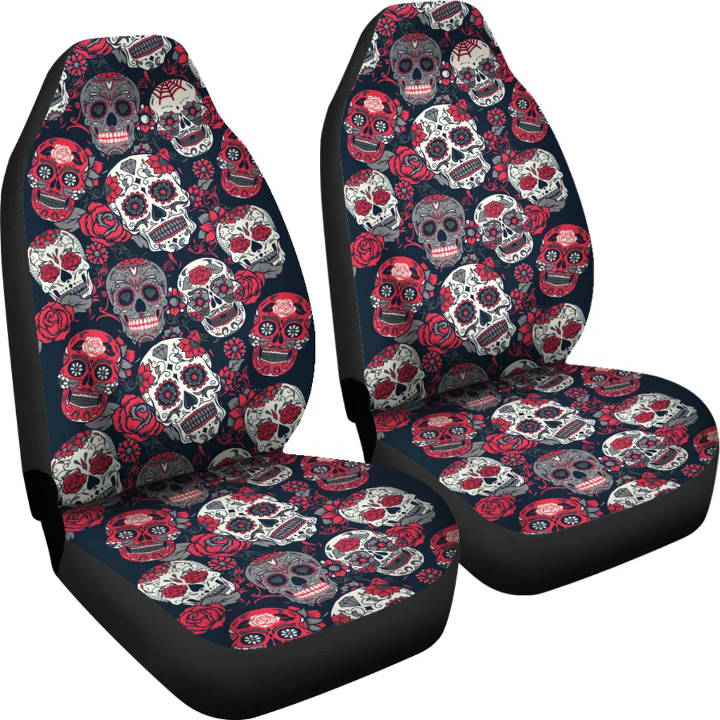 Pink Sugar Skull - Car Seat Cover - (Set of 2)