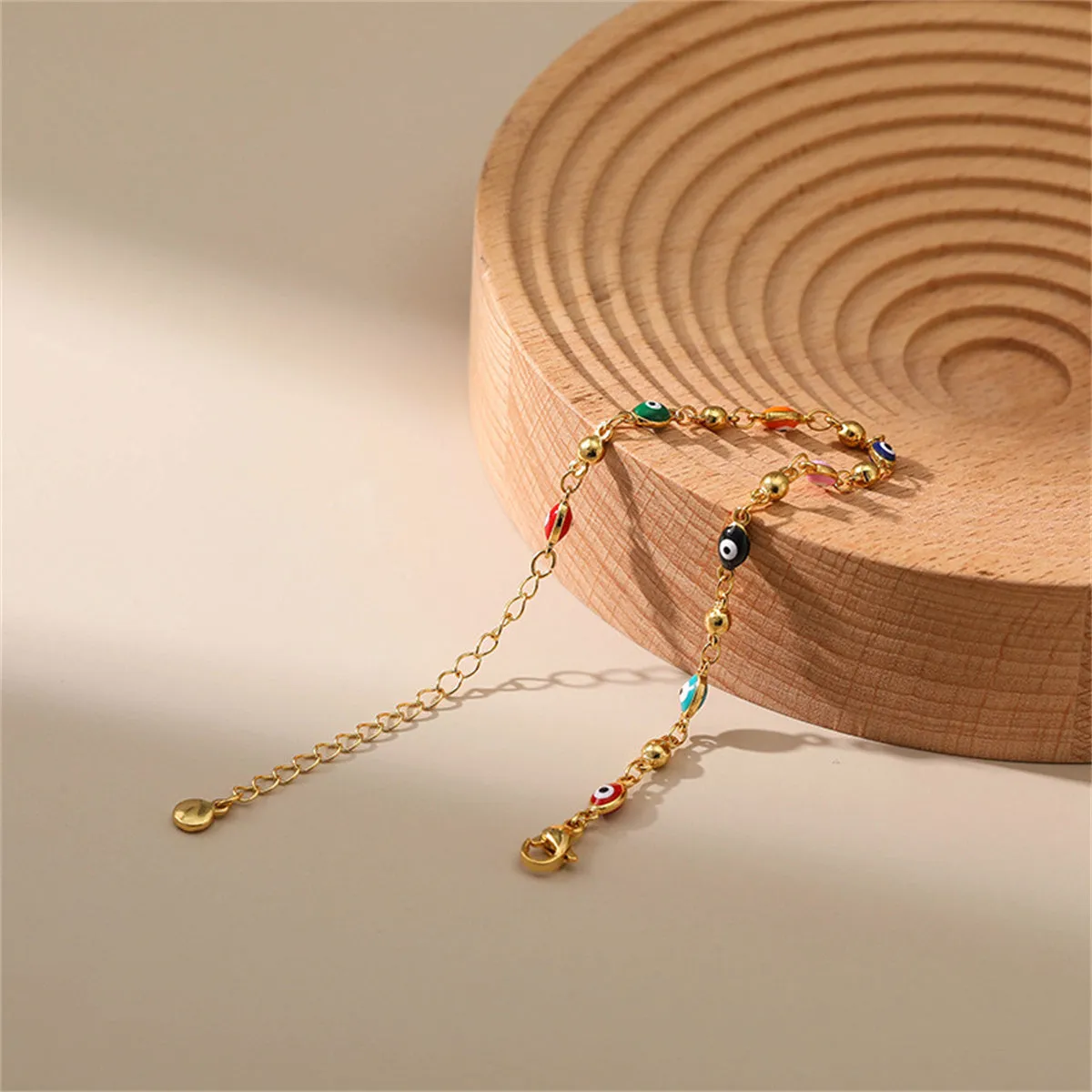 Red Enamel & 18K Gold-Plated Multicolor Evil Eye Station Bracelet