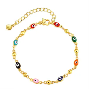 Red Enamel & 18K Gold-Plated Multicolor Evil Eye Station Bracelet