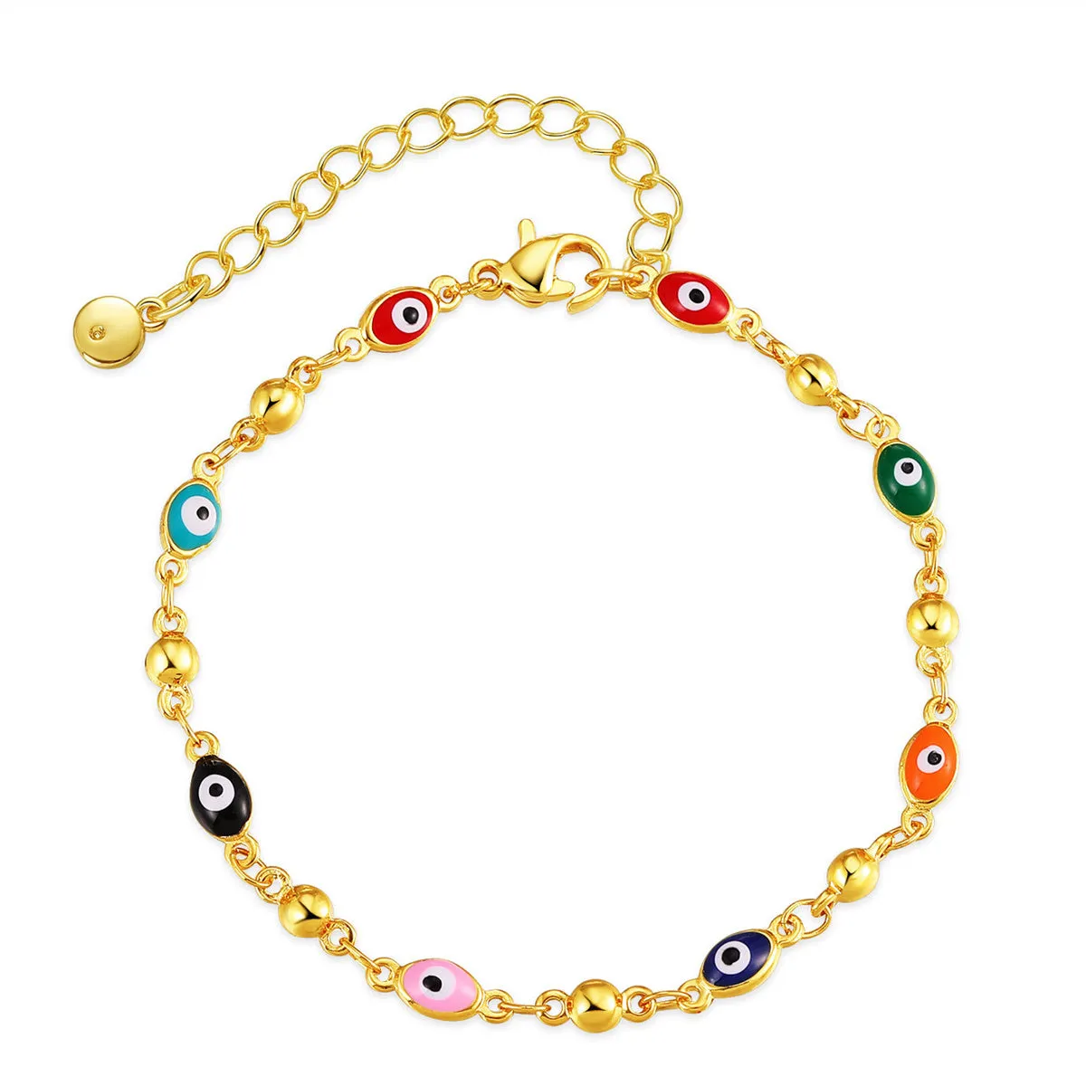 Red Enamel & 18K Gold-Plated Multicolor Evil Eye Station Bracelet