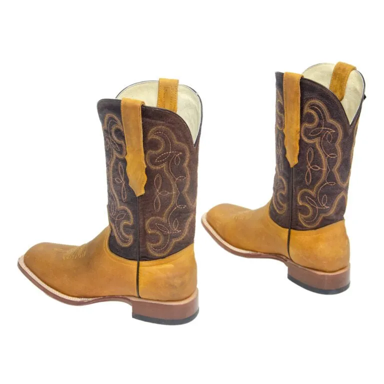 REPARO TX Men’s Crazy Honey Western Boots Whit Brown Top