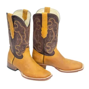 REPARO TX Men’s Crazy Honey Western Boots Whit Brown Top