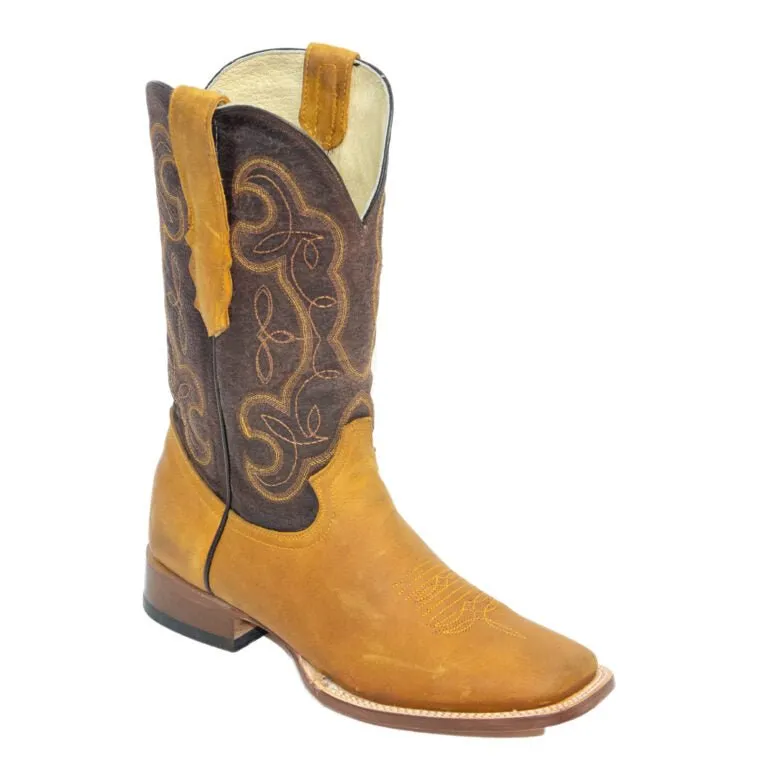 REPARO TX Men’s Crazy Honey Western Boots Whit Brown Top