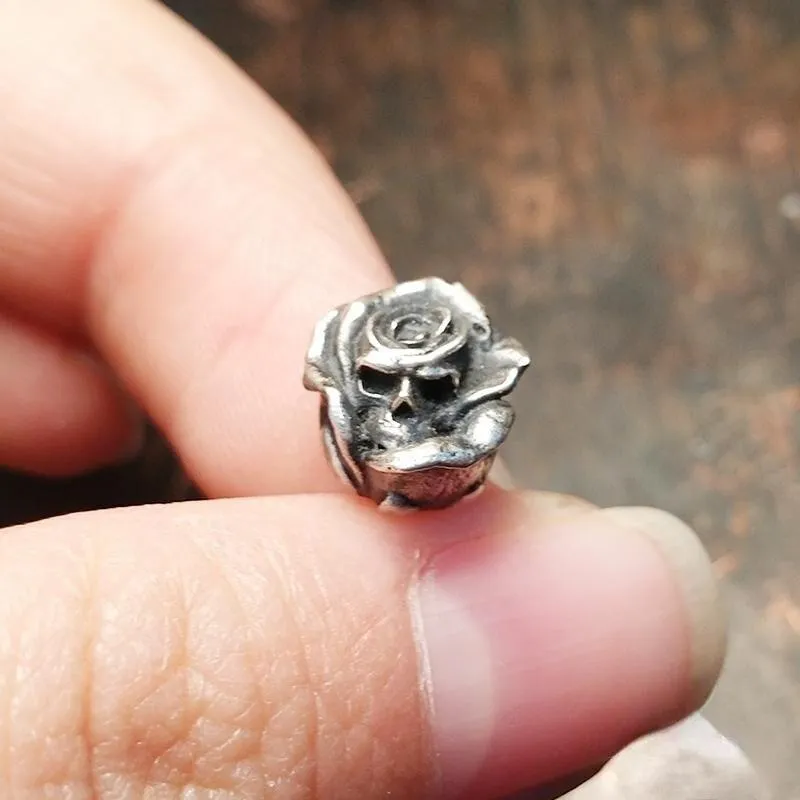 Retro Skeleton Death Rose Stud Earrings