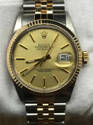 Rolex Datejust 36mm 16013 Champagne Dial Automatic Watch