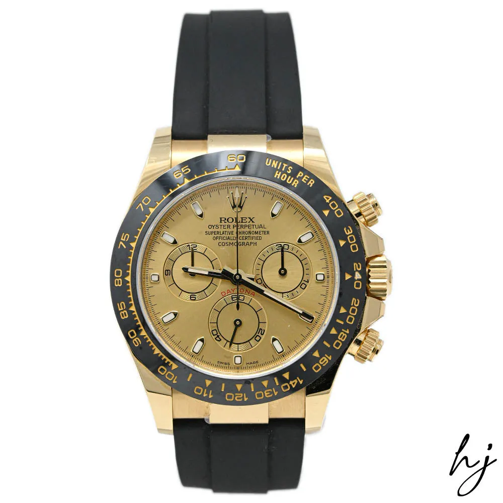 Rolex Daytona 18K Yellow Gold 40mm Champagne Stick Dial Watch Reference #: 116518