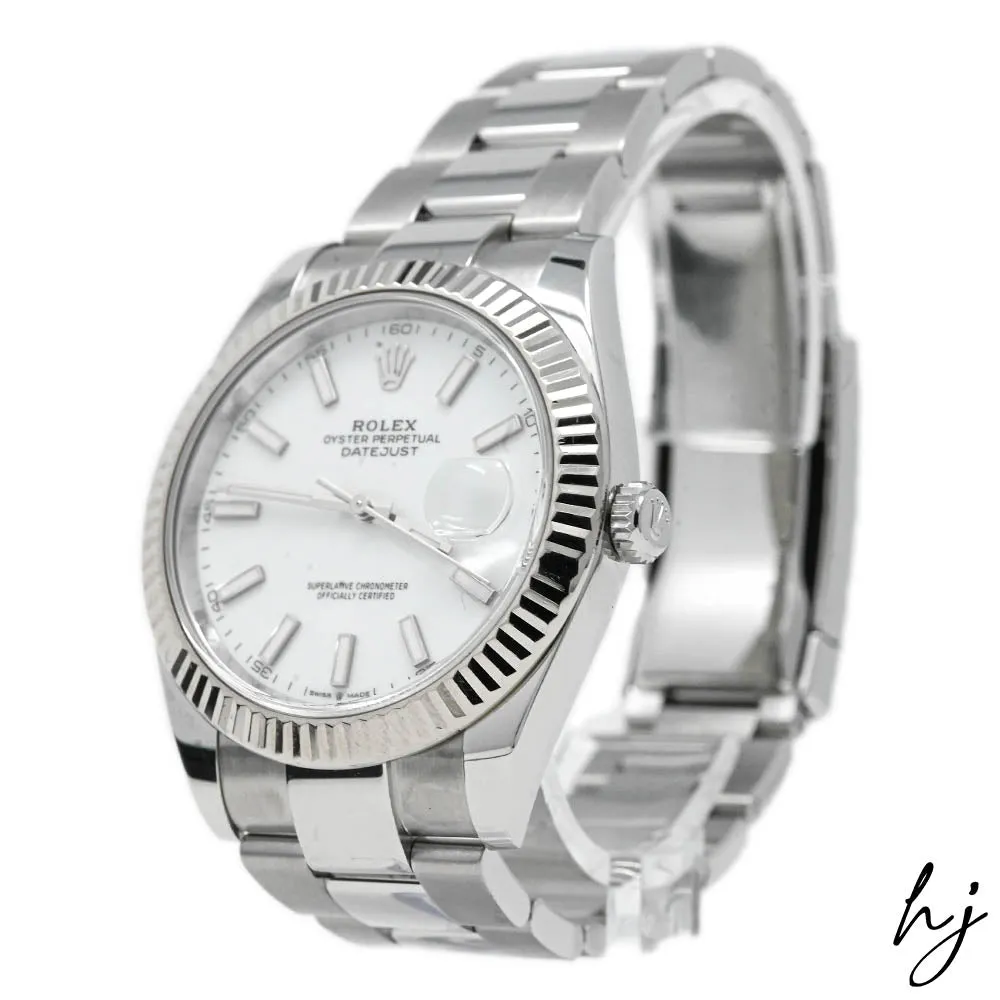 Rolex Men's Datejust 41 Stainless Steel 41mm White Stick Dial Watch Reference #: 126334