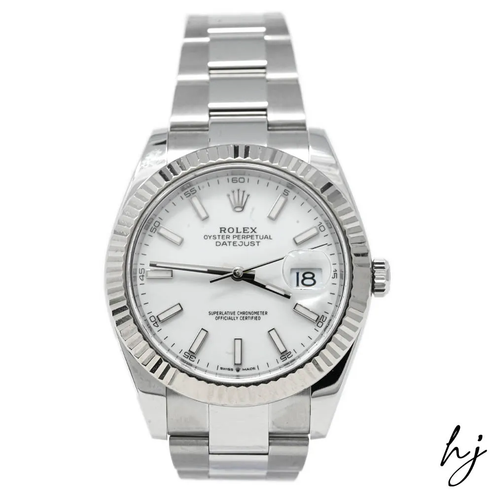 Rolex Men's Datejust 41 Stainless Steel 41mm White Stick Dial Watch Reference #: 126334