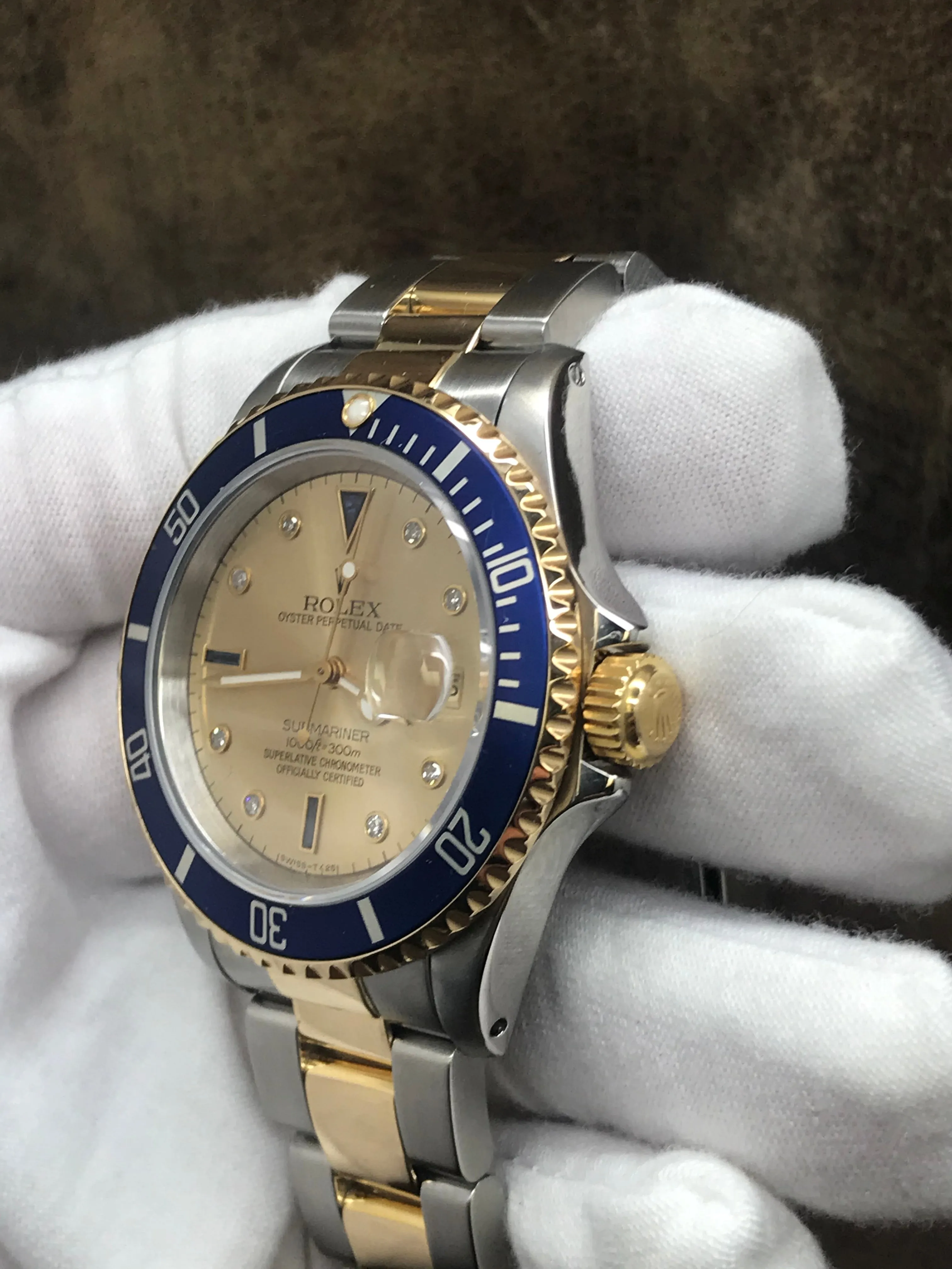 Rolex Submariner Date 16613 Champagne Dial Automatic Men's Watch