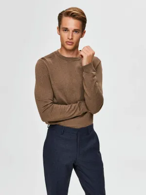 SELECTED | LANGARM STRICKPULLOVER BERG | Teak