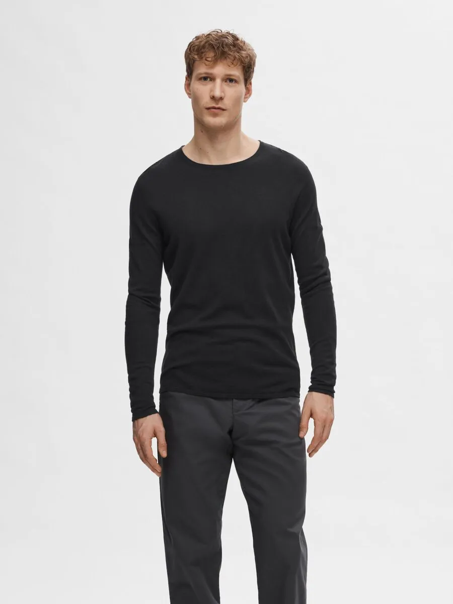 SELECTED | LANGÄRMELIGER PULLOVER ROME | Black
