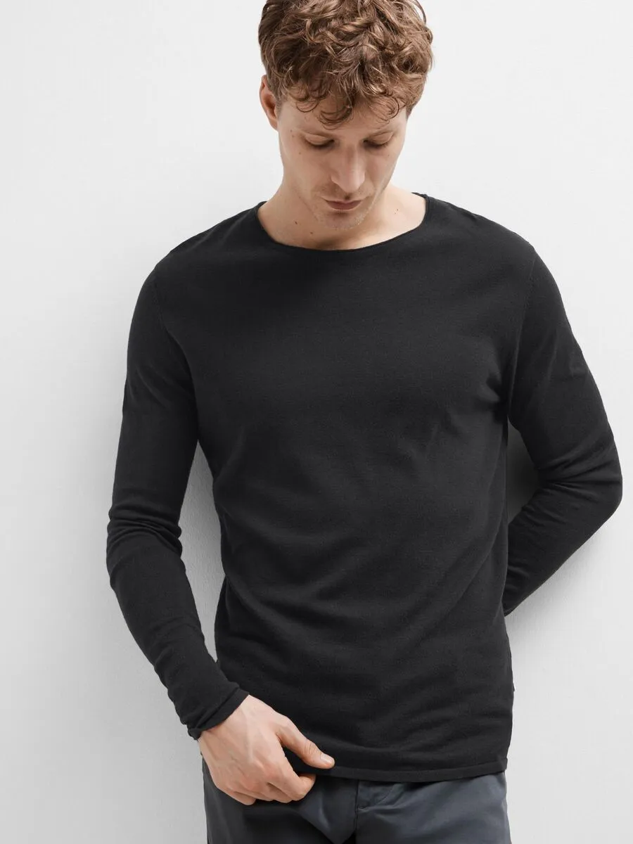 SELECTED | LANGÄRMELIGER PULLOVER ROME | Black