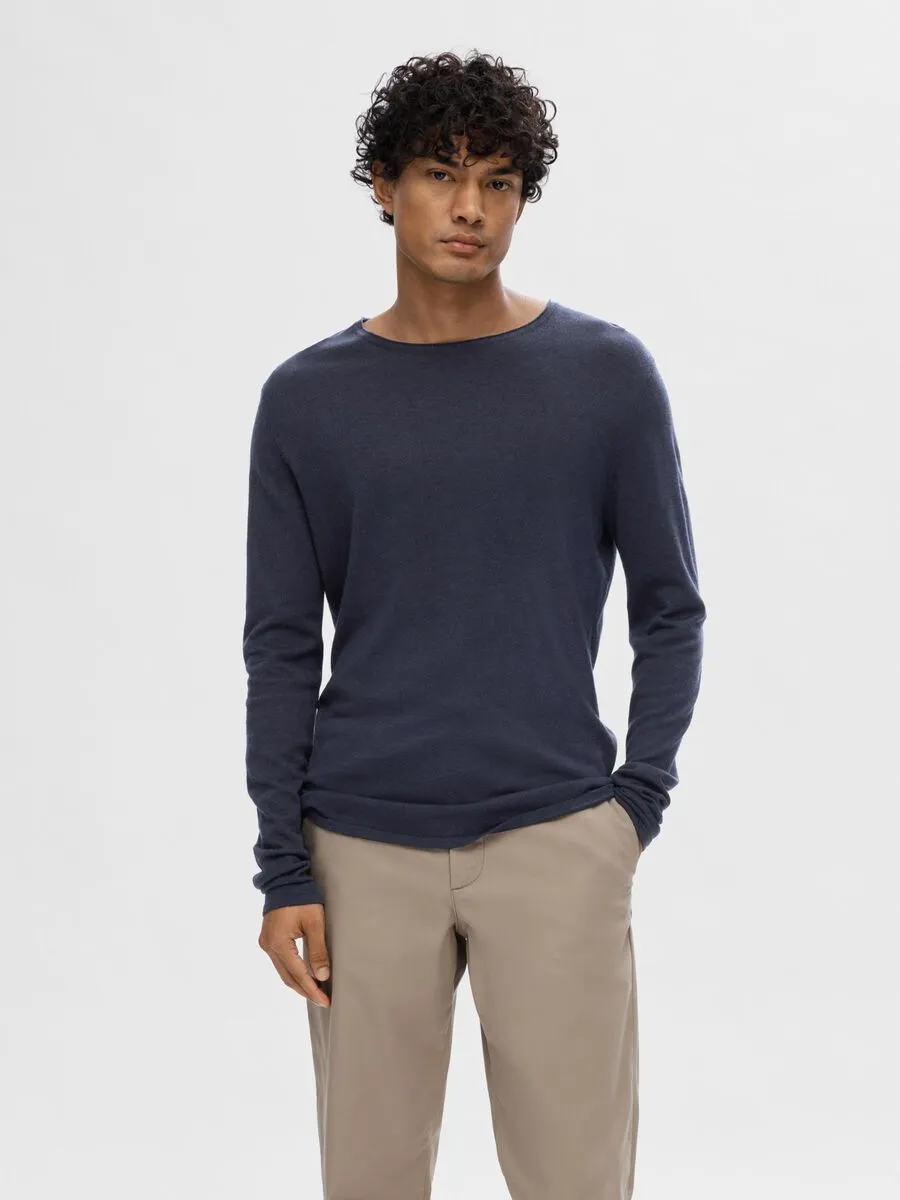 SELECTED | LANGÄRMELIGER PULLOVER ROME | Dark Saphire