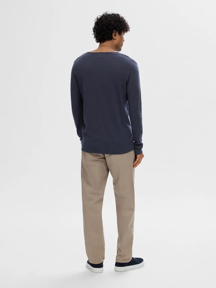 SELECTED | LANGÄRMELIGER PULLOVER ROME | Dark Saphire