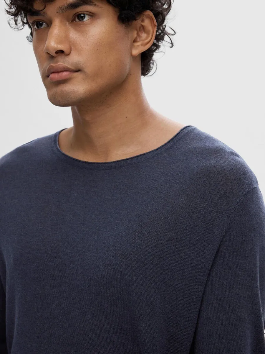 SELECTED | LANGÄRMELIGER PULLOVER ROME | Dark Saphire