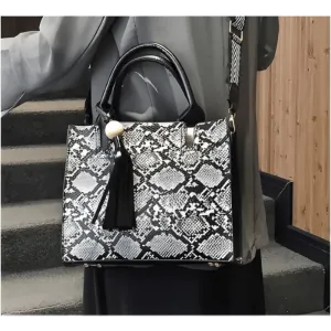 Snake Hand Bag: Chic Compact Women's PU Shoulder Bag with Various Storage Options