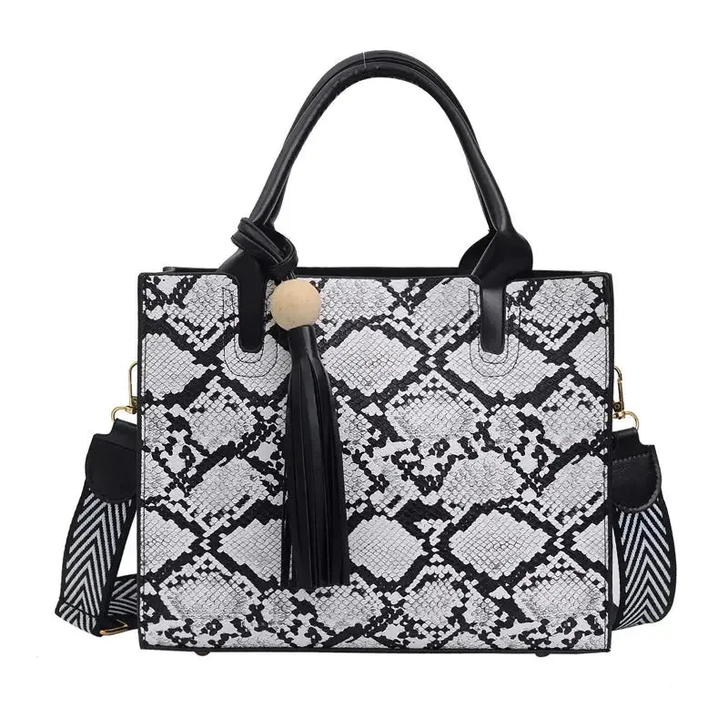 Snake Hand Bag: Chic Compact Women's PU Shoulder Bag with Various Storage Options