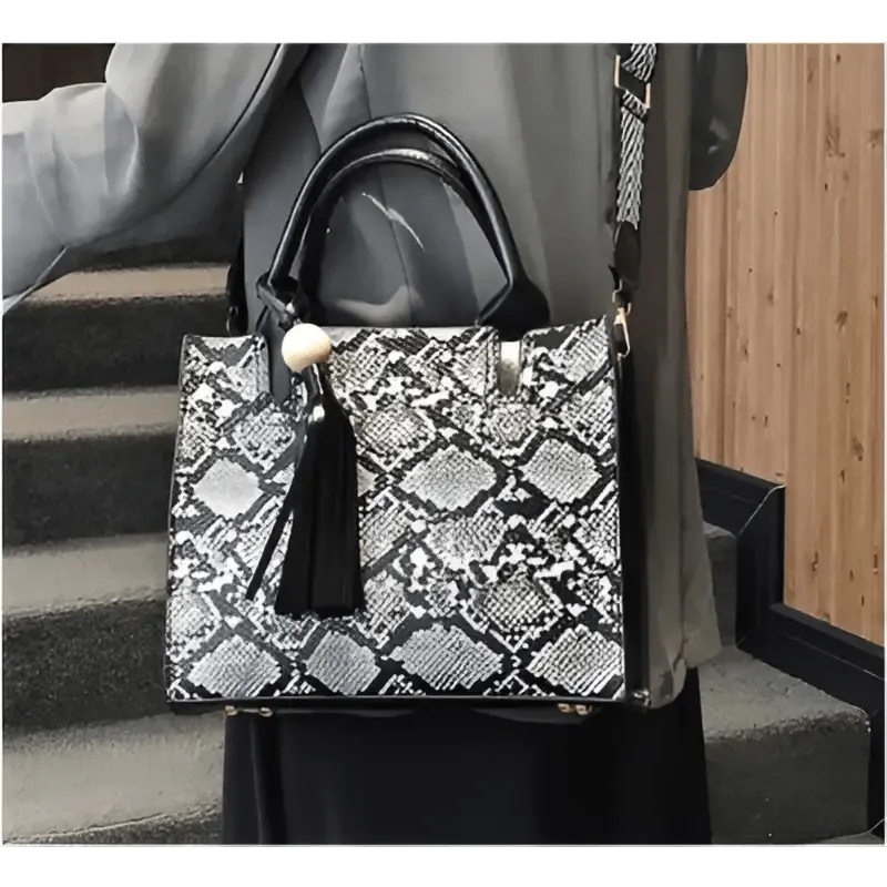 Snake Hand Bag: Chic Compact Women's PU Shoulder Bag with Various Storage Options
