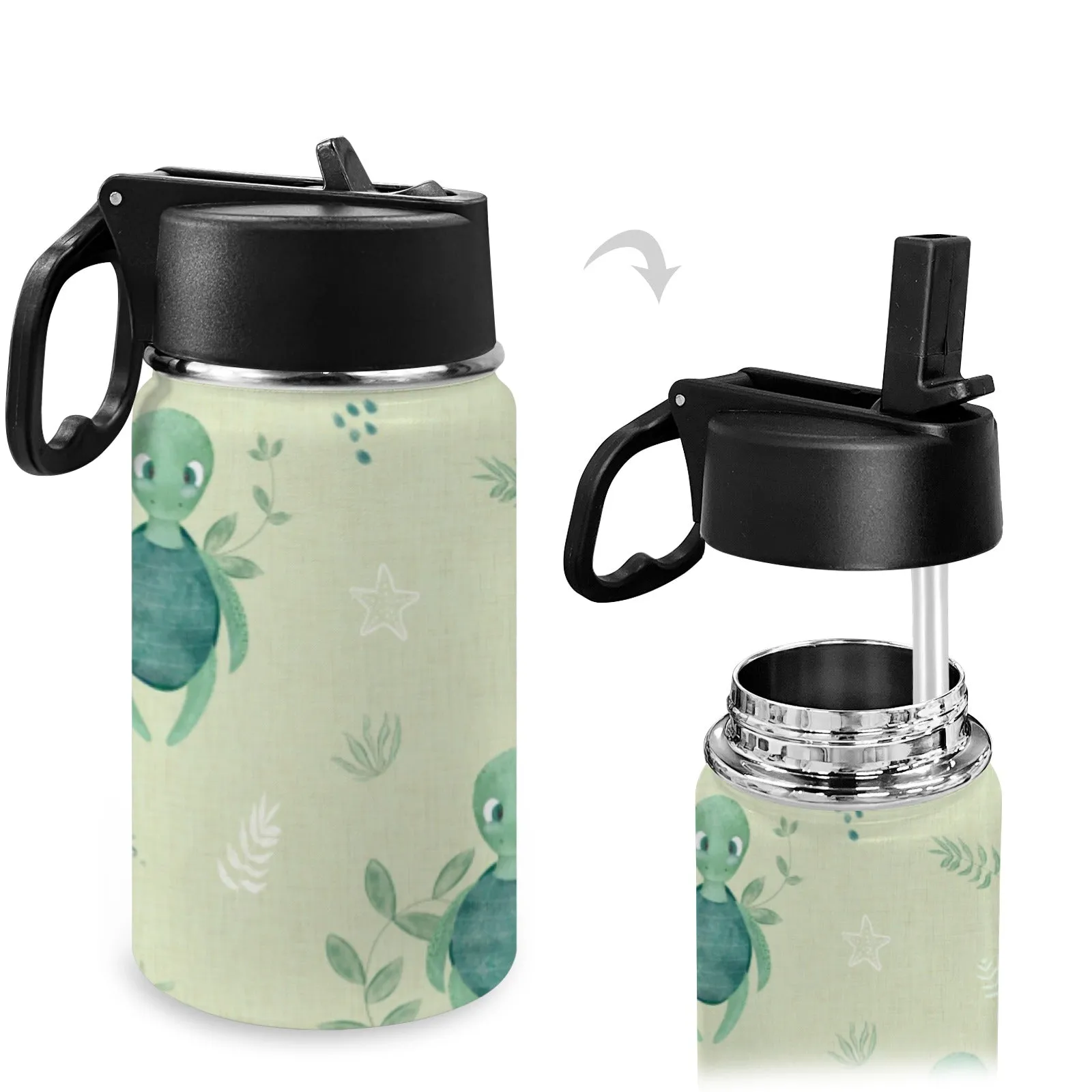 Stainless Steel Insulated Kids’ Water Bottle with Handle and Straw