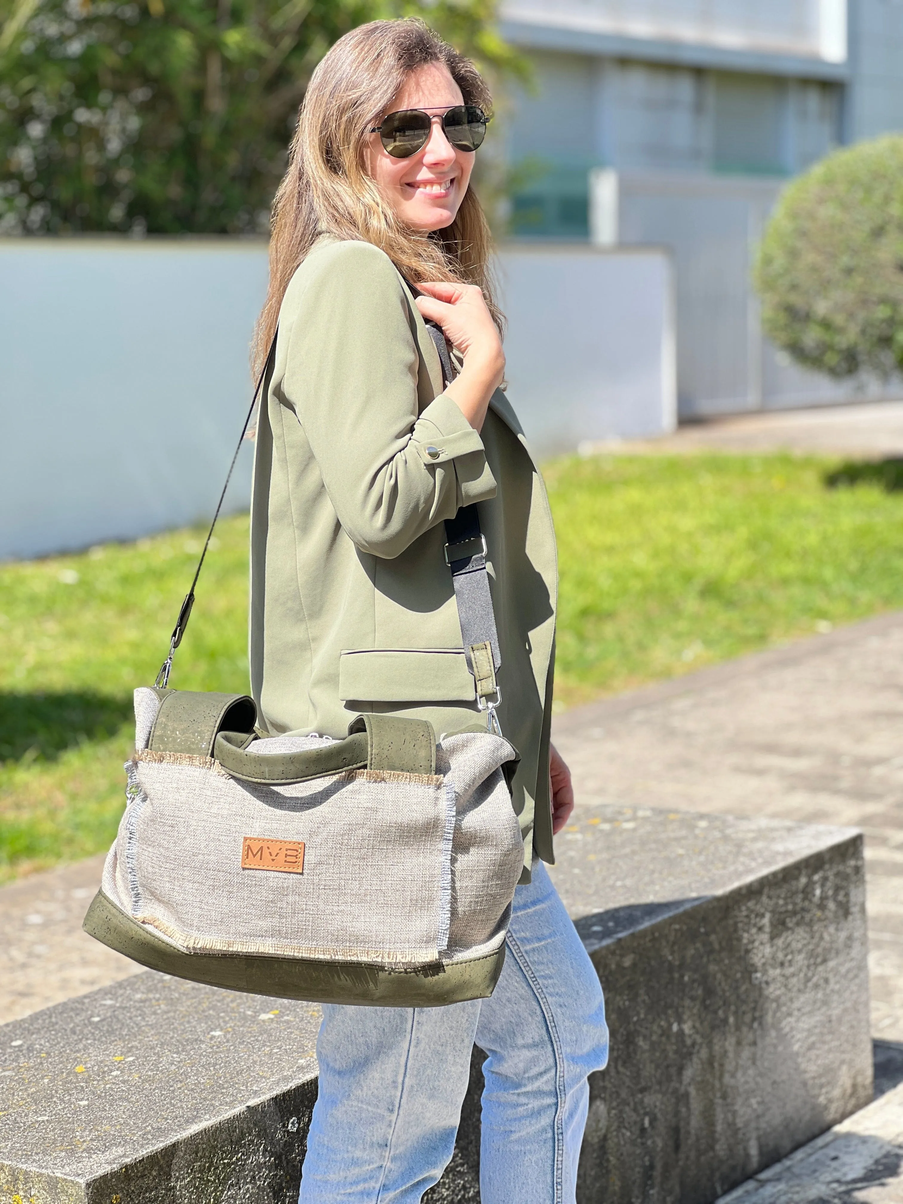 Summer Vegan Cork & Canvas Weekend Bag | Soft Earth