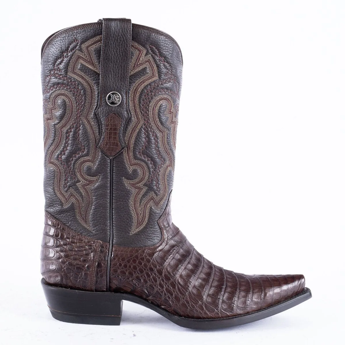 TANNER MARK EXOTIC LEATHER Caiman Belly Brown Cowboy Boots
